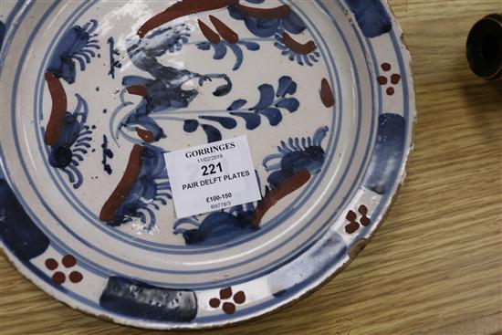 A pair of Delft plates, c.1700